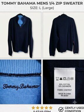 TOMMY BAHAMA MENS 1/4 ZIP SWEATER